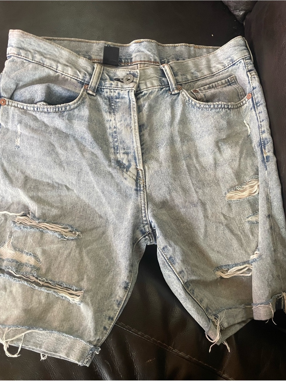 H&M Light Blue Distressed Denim Shorts